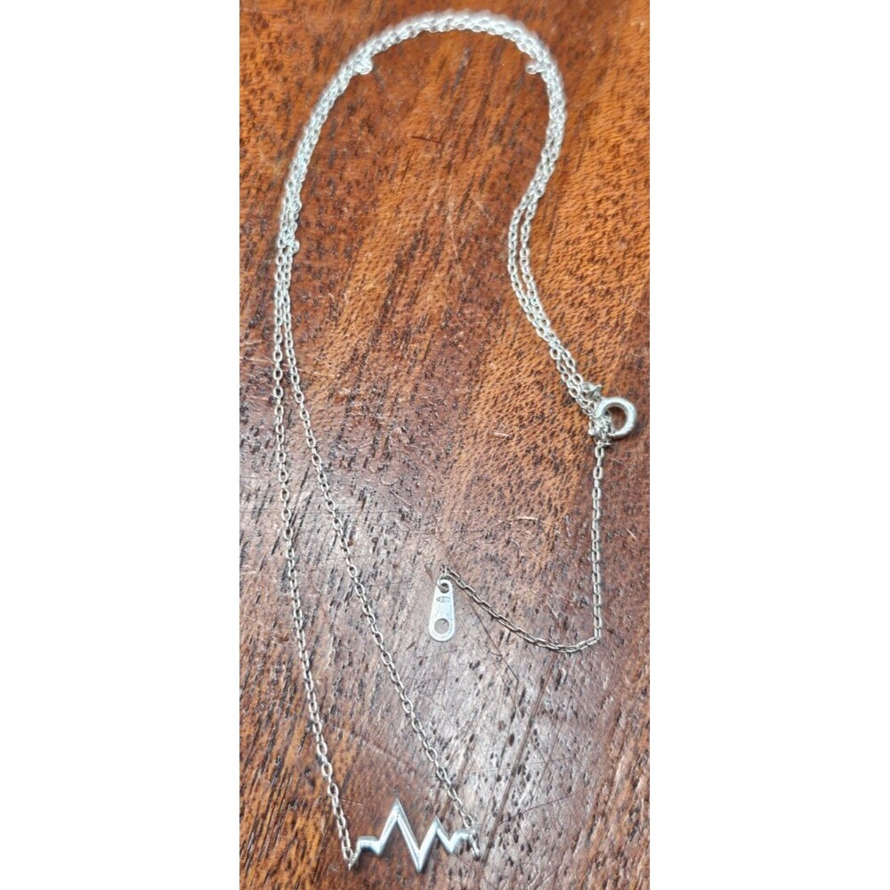 925 Silver Heartbeat Necklace 17"L - Picture 8 of 9